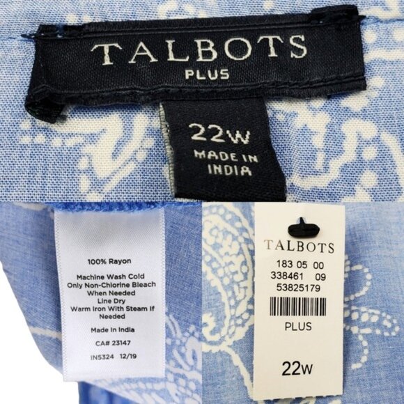 Talbots Womens Sleeveless Blue Paisley Floral Print Maxi Dress Size 22W NWT - Picture 4 of 4